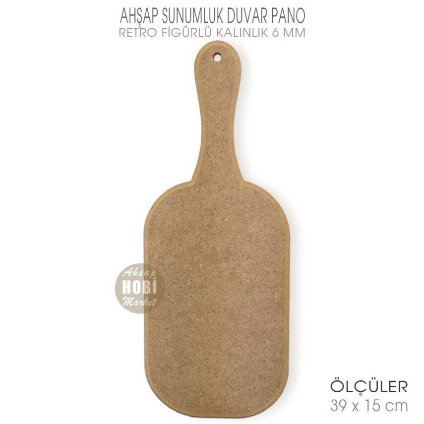 Ahşap Sunumluk ve Duvar Pano (39x15 cm) Retro Model - 1