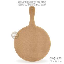 Ahşap Sunumluk ve Duvar Pano (39x26cm) Yuvarlak - Tual Hobi Craft İst