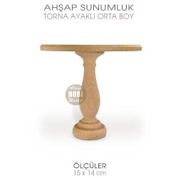 Ahşap Torna Ayaklı Sunumluk Orta Boy (15x14 cm) - Tual Hobi Craft İst