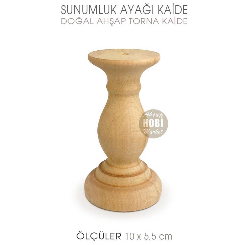Ahşap Torna Sunumluk Ayağı ve Kaide (10x5,5 cm) Ham Doğal Ağaç - 1