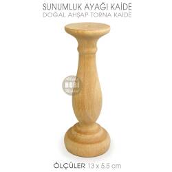 Ahşap Torna Sunumluk Ayağı ve Kaide (13x5,5 cm) Ham Doğal Ağaç - Tual Hobi Craft İst
