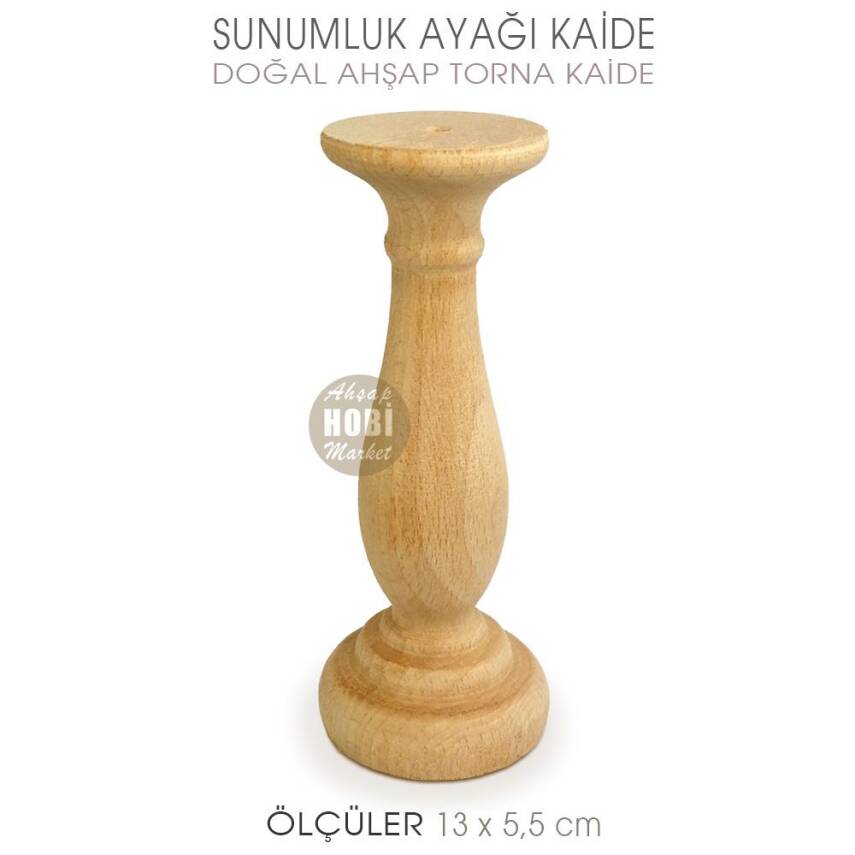 Ahşap Torna Sunumluk Ayağı ve Kaide (13x5,5 cm) Ham Doğal Ağaç - 1