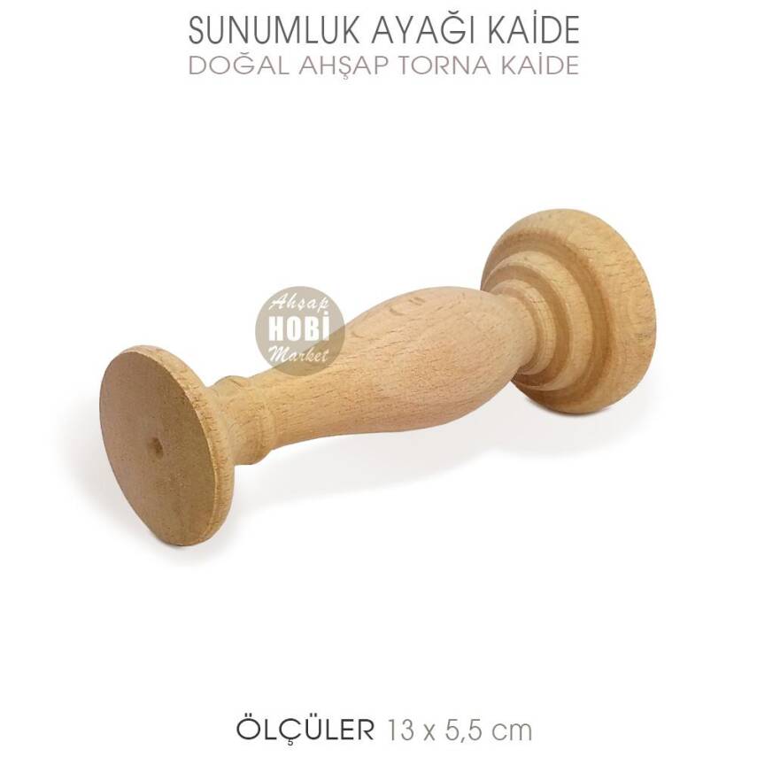 Ahşap Torna Sunumluk Ayağı ve Kaide (13x5,5 cm) Ham Doğal Ağaç - 2