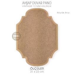 Ahşap Vintage Kalın Duvar Pano (31x23 cm) Büyük Boy - Tual Hobi Craft İst