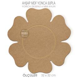 Ahşap Yonca Figürlü Supla Pano (32x32 cm) Ham Mdf - Tual Hobi Sanat