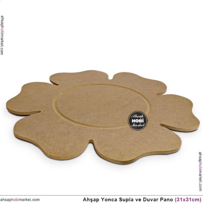 Ahşap Yonca Figürlü Supla Pano (32x32 cm) Ham Mdf - 2