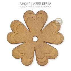 Ahşap Yonca Yaprağı Figürleri Seti (3 Parça) Lazer Kesim - Tual Hobi Sanat (1)