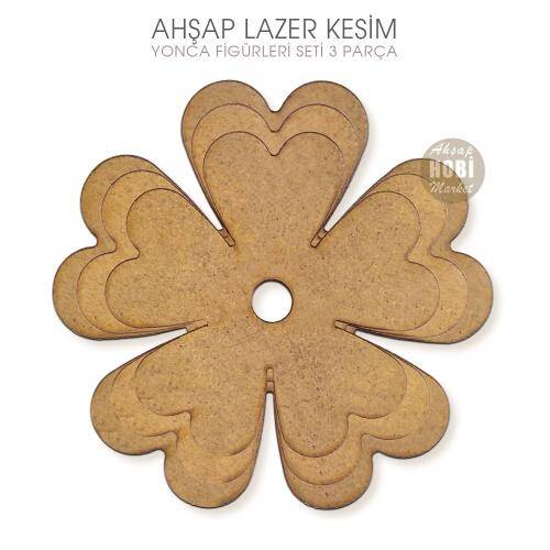 Ahşap Yonca Yaprağı Figürleri Seti (3 Parça) Lazer Kesim - 2