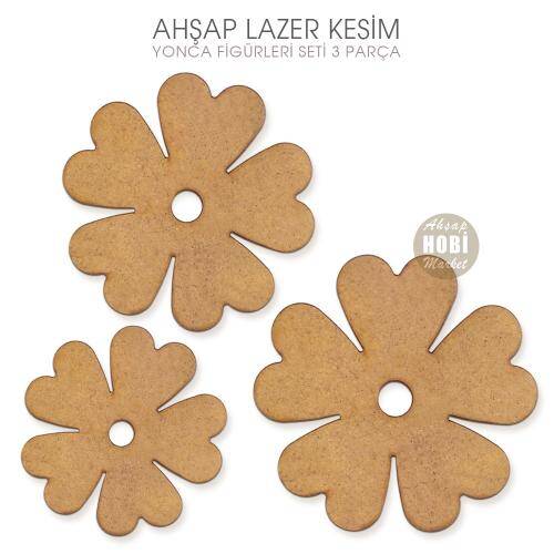 Ahşap Yonca Yaprağı Figürleri Seti (3 Parça) Lazer Kesim - 1