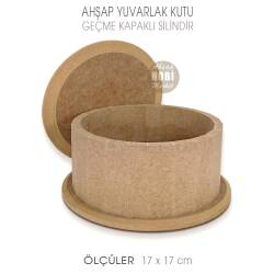 Ahşap Yuvarlak Kutu (17x17cm) Geçmeli Kapaklı - Tual Hobi Craft İst (1)
