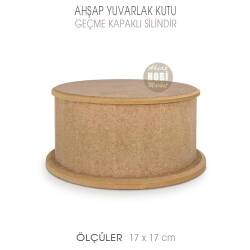 Ahşap Yuvarlak Kutu (17x17cm) Geçmeli Kapaklı - Tual Hobi Craft İst