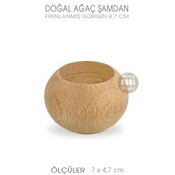 Ahşap Yuvarlak Şamdan Mumluk (7X4,7 cm) Doğal Ağaç - Tual Hobi Craft İst (1)