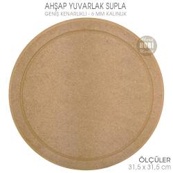 Ahşap Yuvarlak Supla Pano (31,5x31,5 cm) Geniş Kenarlıklı - Tual Hobi Craft İst