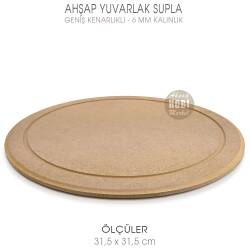 Ahşap Yuvarlak Supla Pano (31,5x31,5 cm) Geniş Kenarlıklı - Tual Hobi Craft İst (1)