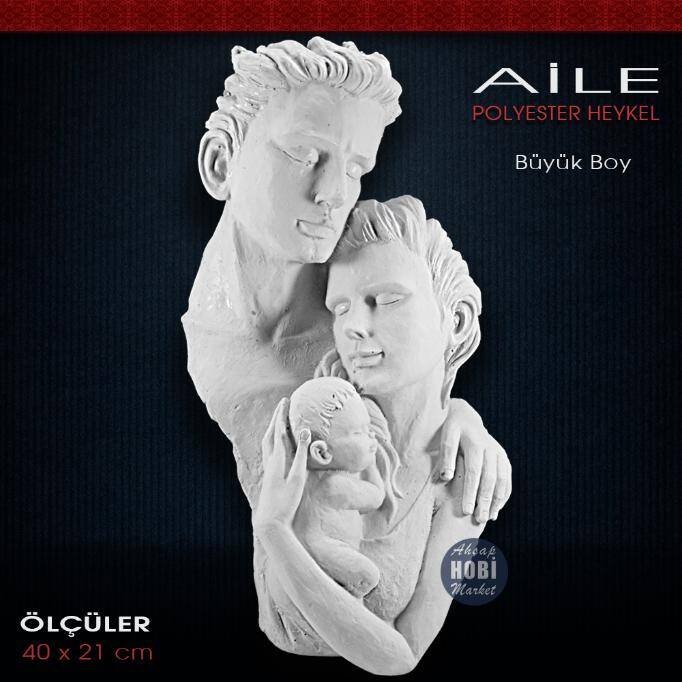 Aile Heykeli Büyük Boy (40x21 cm) Ham Polyester - 1