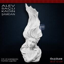 Alev Saçlı Kız Şamdan Mumluk (30x12 cm) Ham Polyester - Tual Hobi Sanat