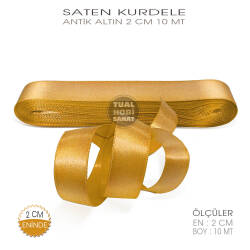 Altın Gold Renkli Saten Kurdele (Genişlik 2 cm) 10 Metre - Tual Hobi Sanat