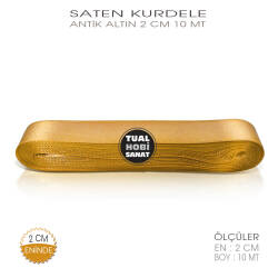 Altın Gold Renkli Saten Kurdele (Genişlik 2 cm) 10 Metre - Tual Hobi Sanat (1)