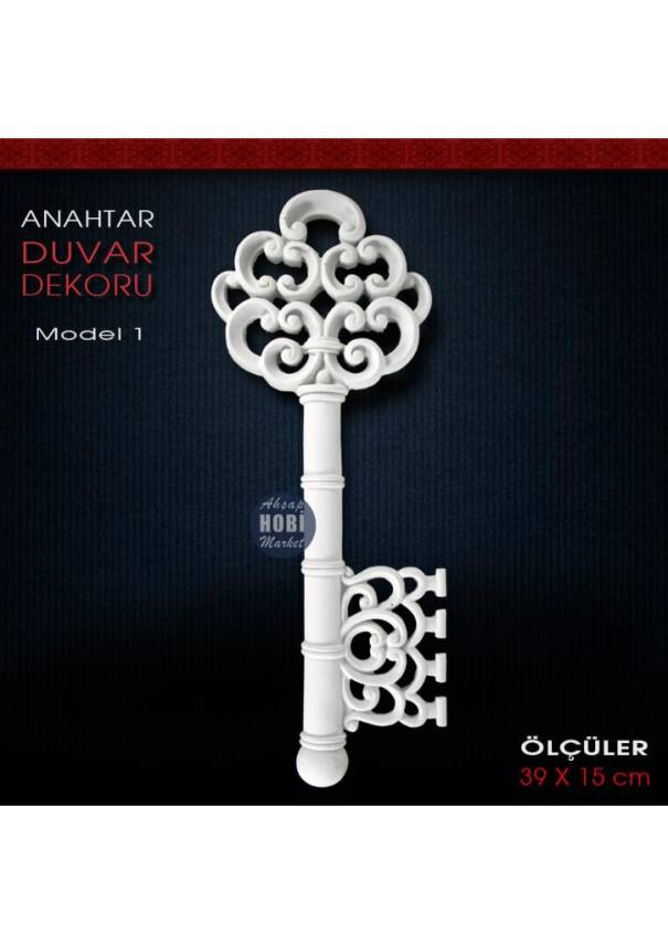 Anahtar Duvar Dekoru Model 1 (39x15 cm) Ham Polyester - 1