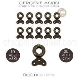 Antik Çerçeve Askısı Eskitme 10 Adet (22x15 mm) Montaj Çivileri Hediye - Tual Hobi Sanat