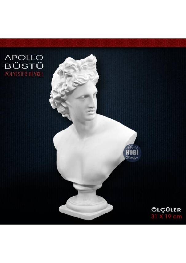 Apollo Büstü Heykeli (31x19 cm) Ham Polyester - 1