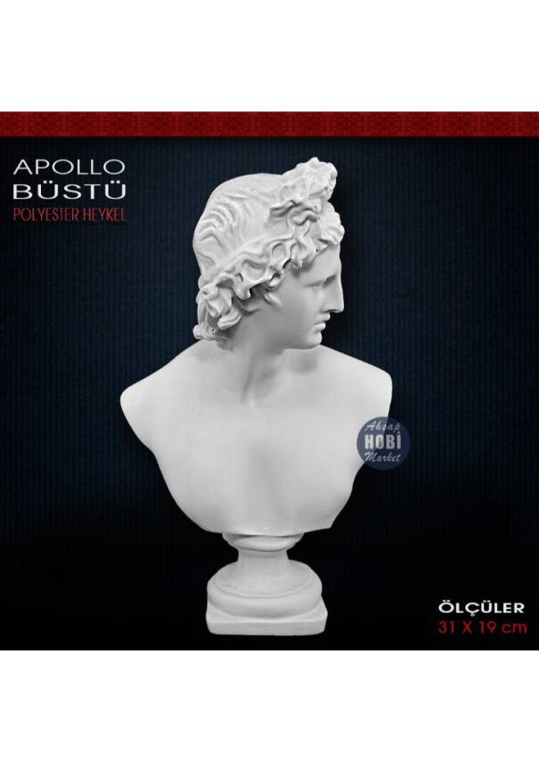Apollo Büstü Heykeli (31x19 cm) Ham Polyester - 2