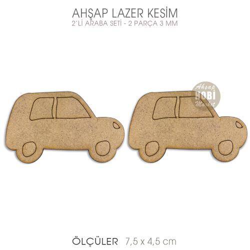 Araba Figürleri Seti (2 Parça) Ahşap Lazer Kesim - 3