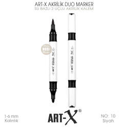 Art-X Akrilik Duo Marker 010 Siyah Renk 2 Uçlu Akrilik Kalem - Art-X (1)