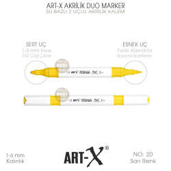Art-X Akrilik Duo Marker 020 Sarı Renk 2 Uçlu Akrilik Kalem - Art-X