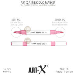Art-X Akrilik Duo Marker 025 Pastel Pembe 2 Uçlu Akrilik Kalem - Art-X