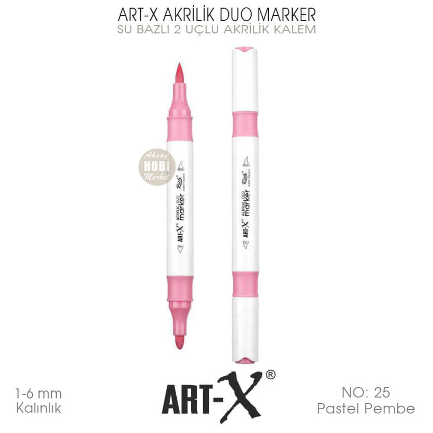Art-X Akrilik Duo Marker 025 Pastel Pembe 2 Uçlu Akrilik Kalem - 2