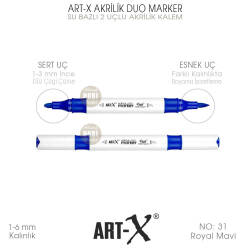 Art-X Akrilik Duo Marker 031 Royal Mavi 2 Uçlu Akrilik Kalem - Art-X