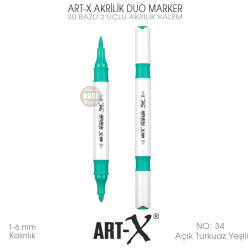 Art-X Akrilik Duo Marker 034 Açık Turkuaz Yeşili 2 Uçlu Akrilik Kalem - Art-X (1)