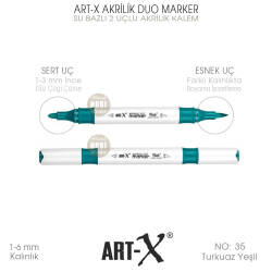 Art-X Akrilik Duo Marker 035 Turkuaz Yeşil 2 Uçlu Akrilik Kalem - Art-X
