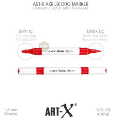 Art-X Akrilik Duo Marker 036 Kırmızı 2 Uçlu Akrilik Kalem - Art-X