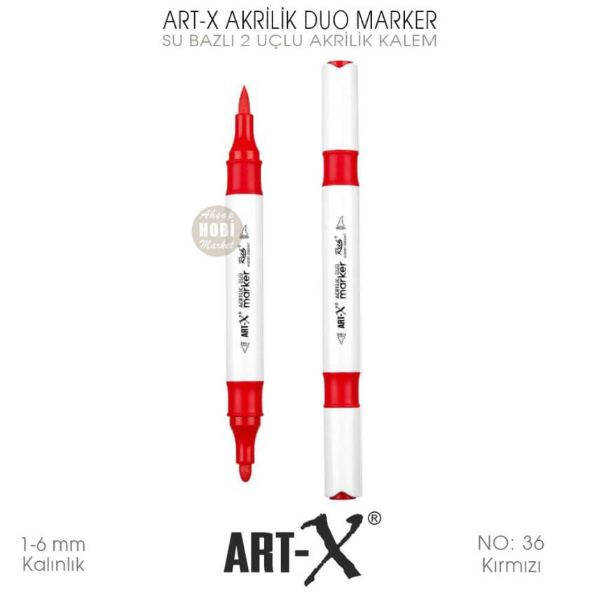 Art-X Akrilik Duo Marker 036 Kırmızı 2 Uçlu Akrilik Kalem - 2