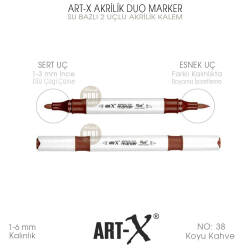 Art-X Akrilik Duo Marker 038 Koyu Kahve 2 Uçlu Akrilik Kalem - Art-X