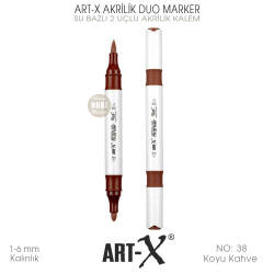 Art-X Akrilik Duo Marker 038 Koyu Kahve 2 Uçlu Akrilik Kalem - Art-X (1)
