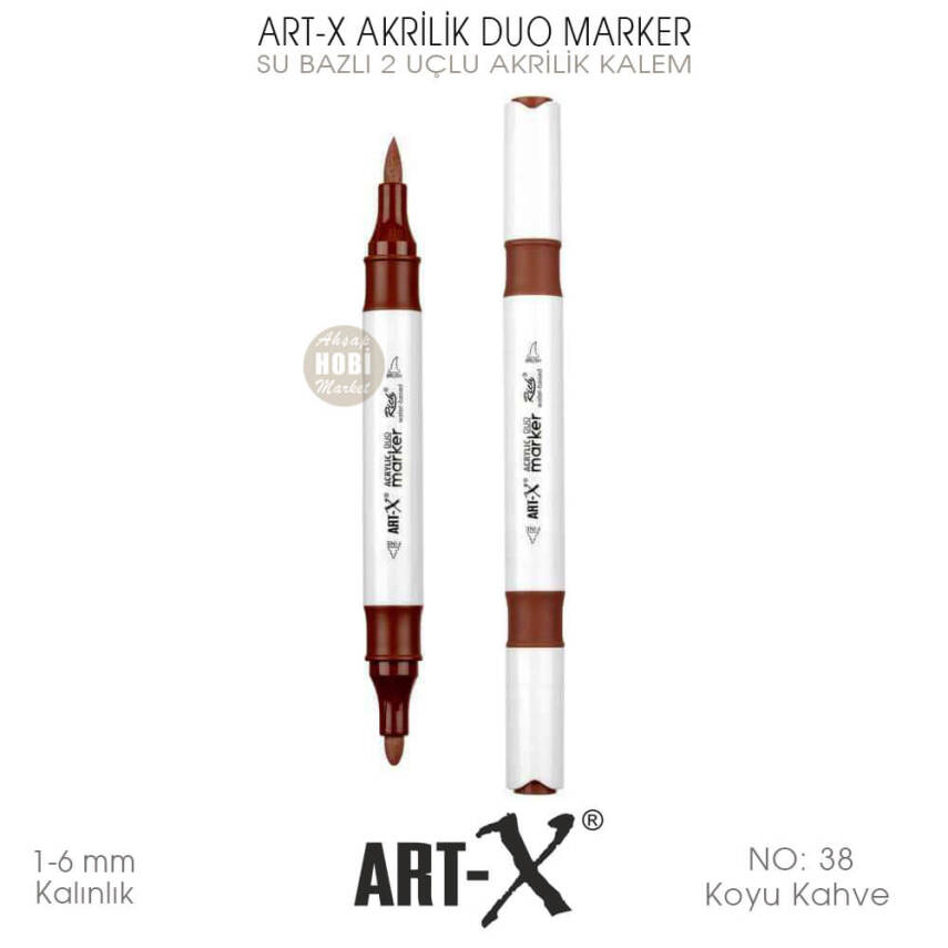 Art-X Akrilik Duo Marker 038 Koyu Kahve 2 Uçlu Akrilik Kalem - 2