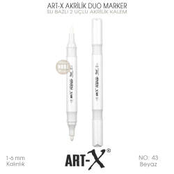 Art-X Akrilik Duo Marker 043 Beyaz Renkli 2 Uçlu Akrilik Kalem - Art-X (1)