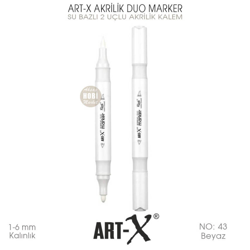 Art-X Akrilik Duo Marker 043 Beyaz Renkli 2 Uçlu Akrilik Kalem - 2