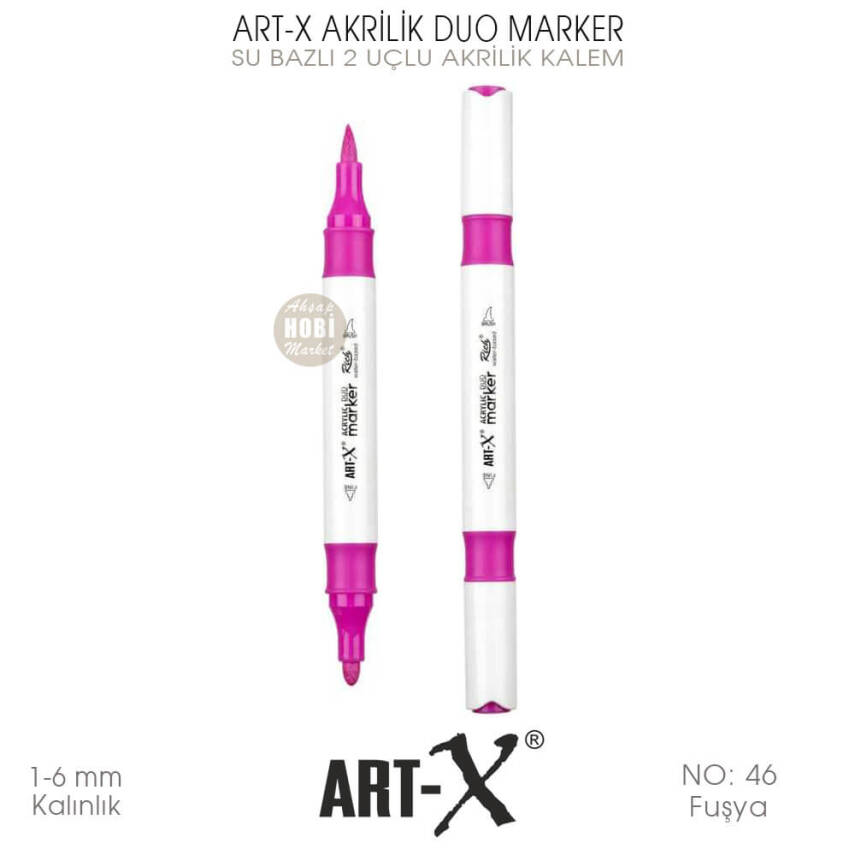 Art-X Akrilik Duo Marker 046 Fuşya Pembe 2 Uçlu Akrilik Kalem - 2