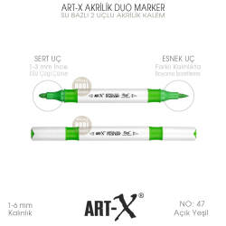 Art-X Akrilik Duo Marker 047 Açık Yeşil 2 Uçlu Akrilik Kalem - Art-X