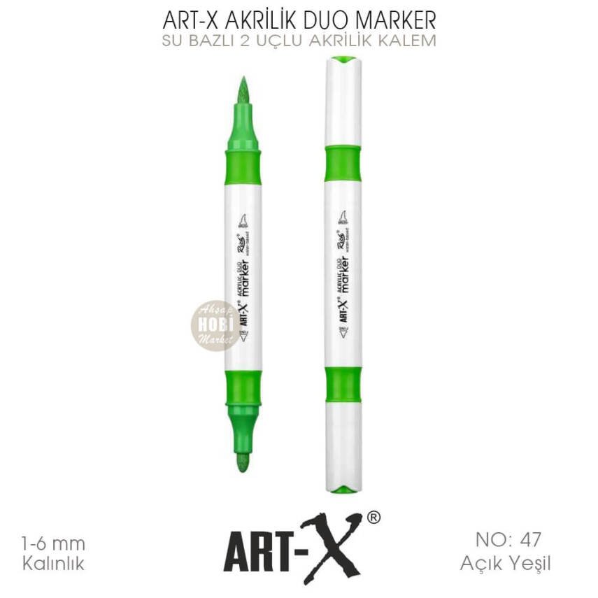 Art-X Akrilik Duo Marker 047 Açık Yeşil 2 Uçlu Akrilik Kalem - 2