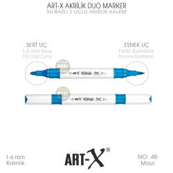 Art-X Akrilik Duo Marker 048 Mavi Renkli 2 Uçlu Akrilik Kalem - Art-X
