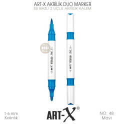 Art-X Akrilik Duo Marker 048 Mavi Renkli 2 Uçlu Akrilik Kalem - Art-X (1)