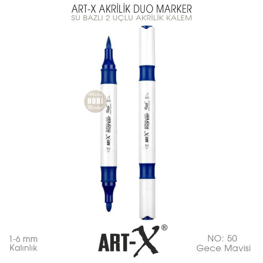 Art-X Akrilik Duo Marker 050 Gece Mavisi 2 Uçlu Akrilik Kalem - 2