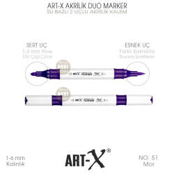Art-X Akrilik Duo Marker 051 Mor Renk 2 Uçlu Akrilik Kalem - Art-X