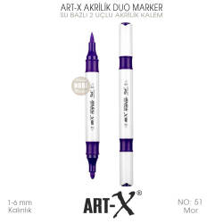 Art-X Akrilik Duo Marker 051 Mor Renk 2 Uçlu Akrilik Kalem - Art-X (1)
