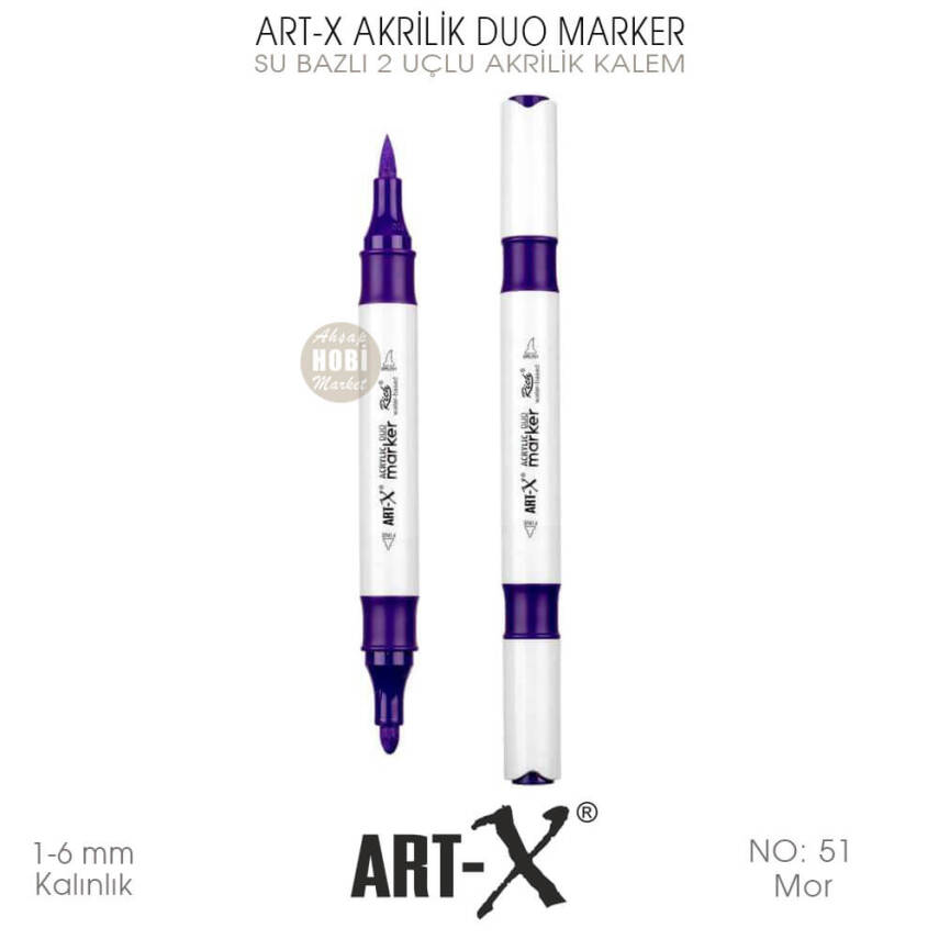 Art-X Akrilik Duo Marker 051 Mor Renk 2 Uçlu Akrilik Kalem - 2